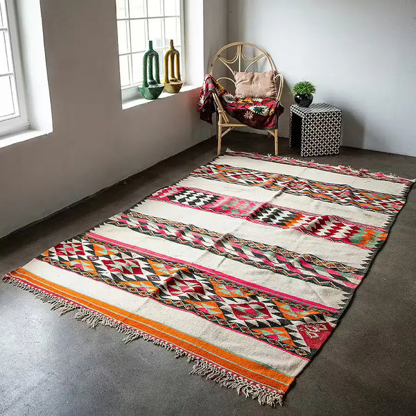 Kilim berbère authentique | Tapis plat | Tizdit Maroc
