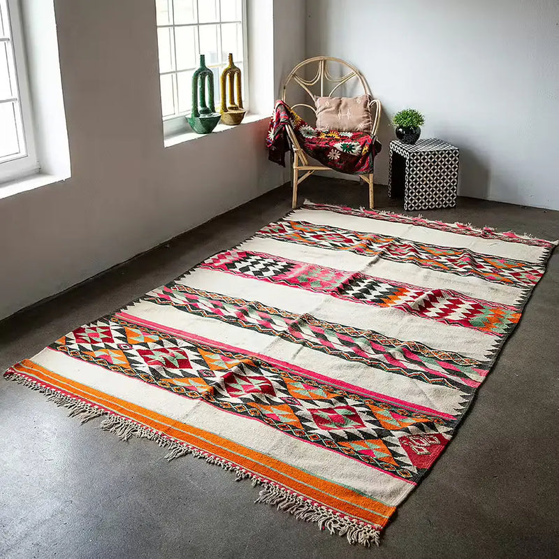 Kilim berbère authentique | Tapis plat | Tizdit Maroc